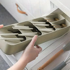 Cutlery Organizer Knife Storage Tray Spoon Space Saving Rack Compartment Kitchen Drawer