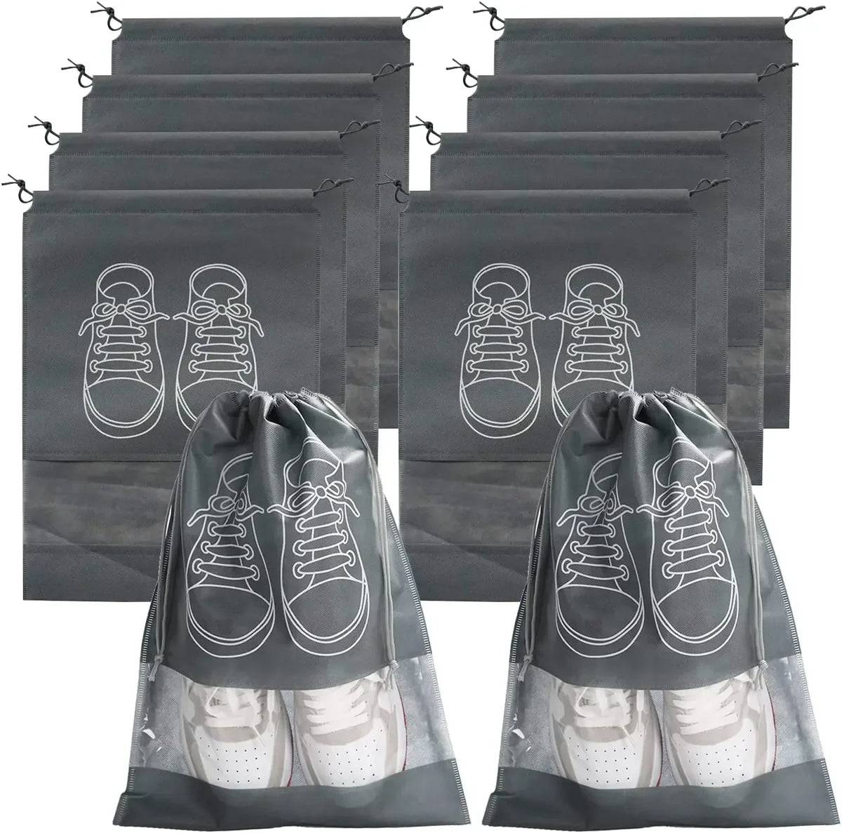 Drawstring Shoe Storage Bags — 5 or 10 Pack