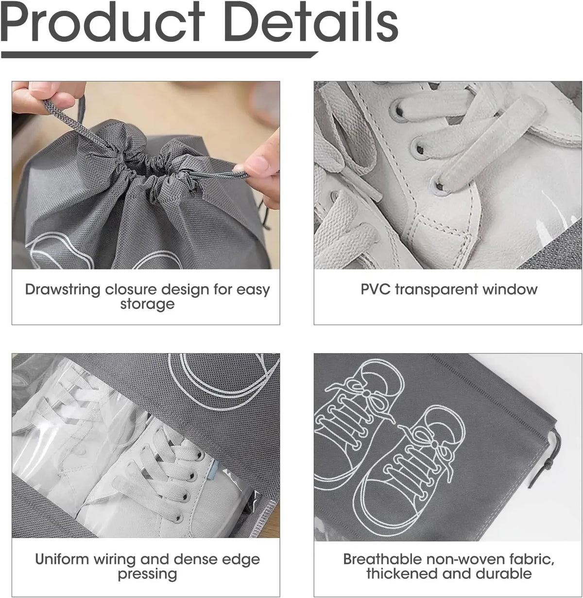 Drawstring Shoe Storage Bags — 5 or 10 Pack