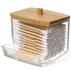 Cotton Swab Storage Box with Bamboo Lid