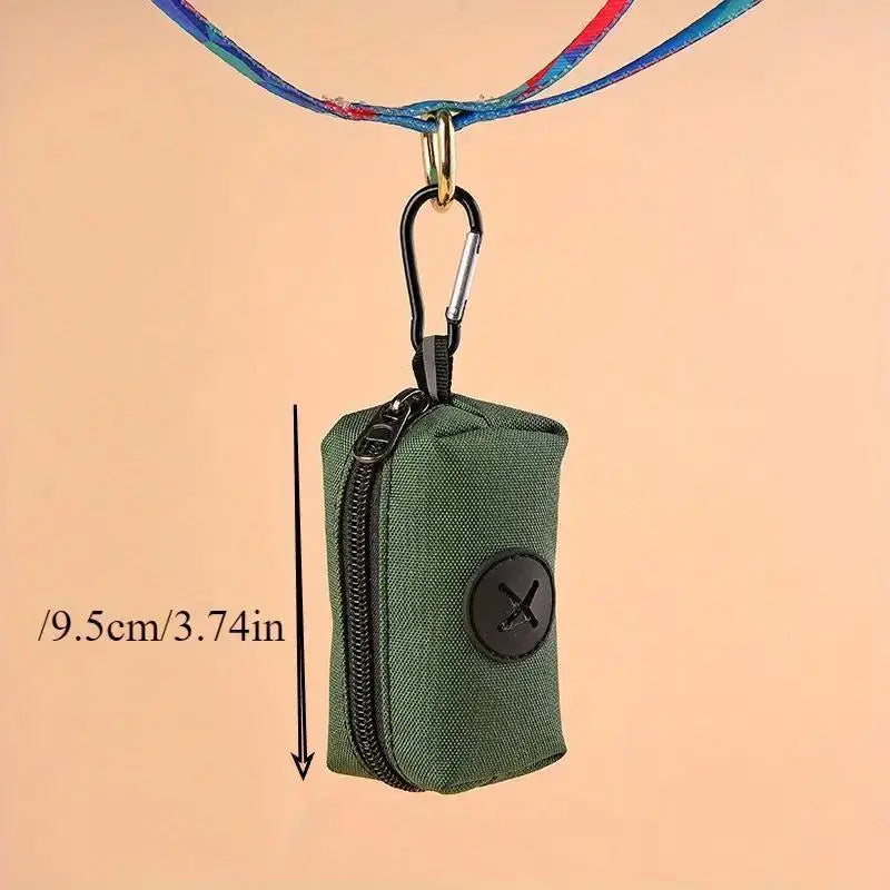 Canvas Dog Poop Bag Holder, Outdoor Pet Waste Bag Dispenser with Carabiner Clip