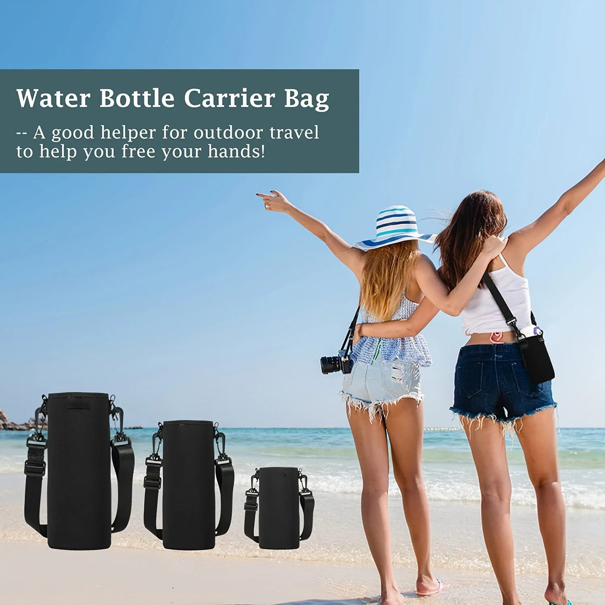 Portable Water Bottle Insulated Neoprene Holder Pouch Bag 25.4 / 33.8 / 50.7 fl oz