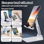 Cell Phone Stand, Adjustable Angle Height Phone Stand for Desk, Fully Foldable/Portable Phone Holder,