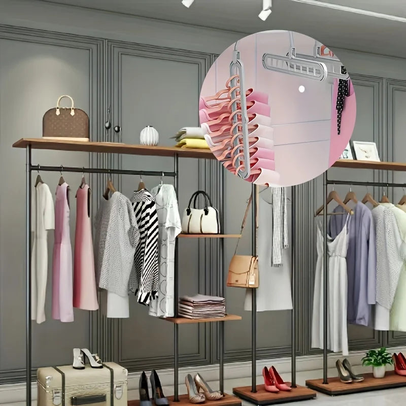 Plastic 9-Hole Foldable Hangers, Heavy Duty Space Saving Clothes Organizer For Room