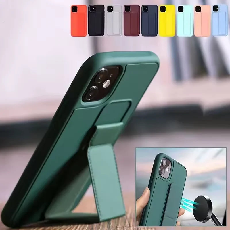 Wrist Strap Foldable Holder Phone Case for IPhone 16 15 14 6 7 8 Plus 13 12 11 Pro XS Max X XR SE Drop