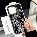 Elegant Black Lace Floral Pattern Phone Case For iPhone 17 Case iPhone 13 16 15 11 12 14 Pro Max X XS XR 17