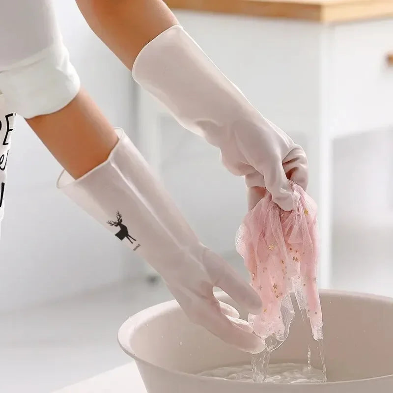 Waterproof Housework Cleaning Gloves Kitchen Latex Laundry Dishwashing Wear Resistant