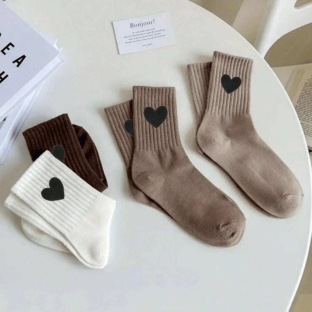 Multi-Pack Women's Crew Socks Heart Trendy Comfortable Breathable Moisture-Wicking