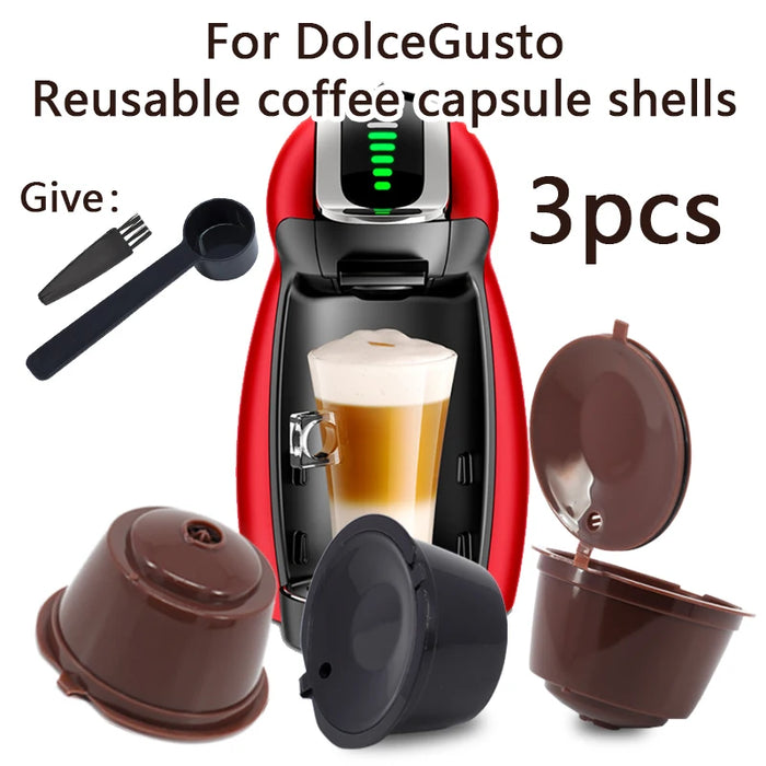 Fit For Dolce Gusto Coffee Filter Cup Reusable Capsule Filters With Spoon Brush