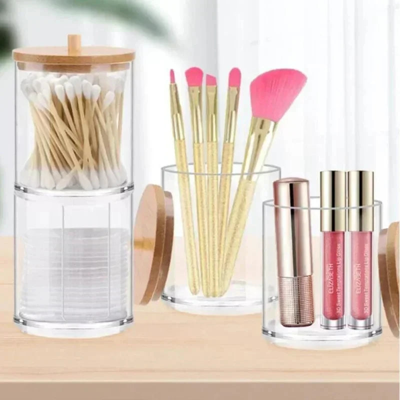 Acrylic Storage Box Bathroom Jar Makeup Organizer Cotton Round Pad Holder Swab Box Qtip