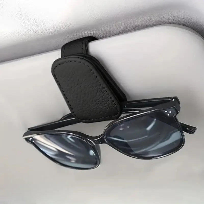 Car Sun Visor Glasses Case Holder Sunglasses Clip Ticket Card Multifunction Portable