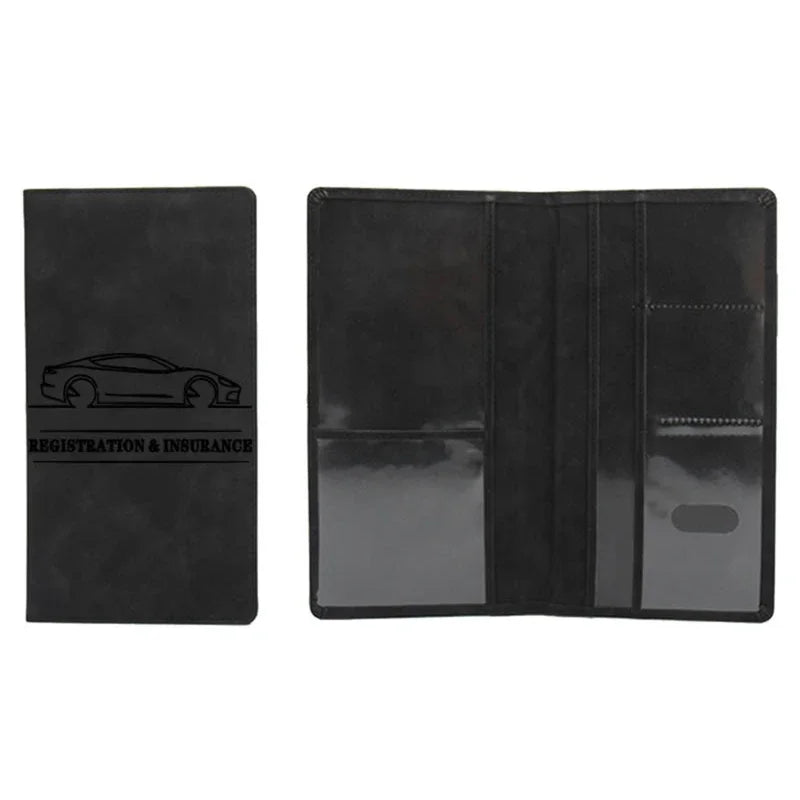 Car Registration Insurance Holder Leather Men Driving License Cover Auto Documents