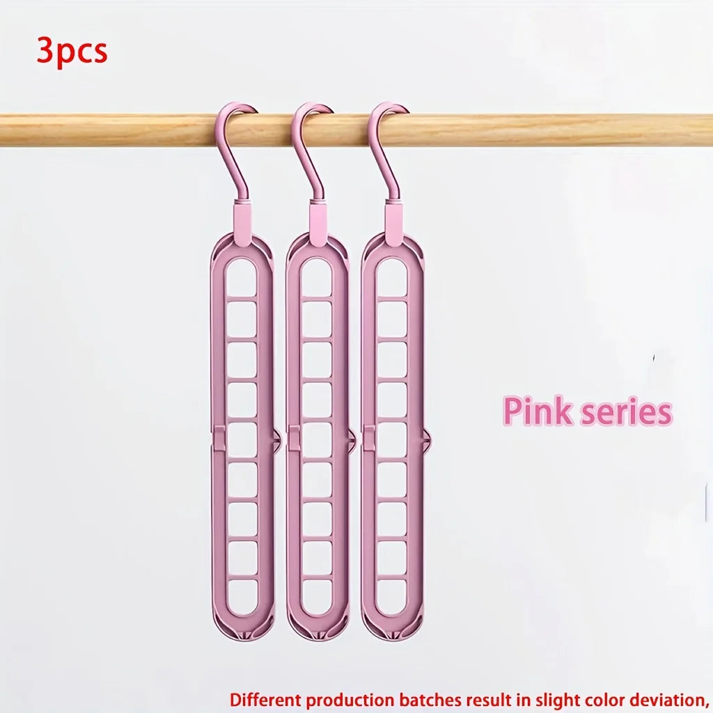 Plastic 9-Hole Foldable Hangers, Heavy Duty Space Saving Clothes Organizer For Room