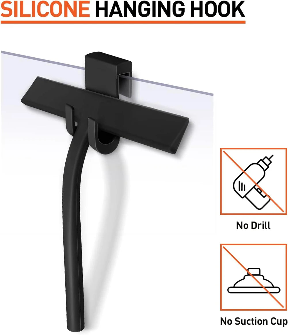 Matte Black Silicone Squeegee Streak Free Cleaning Shower