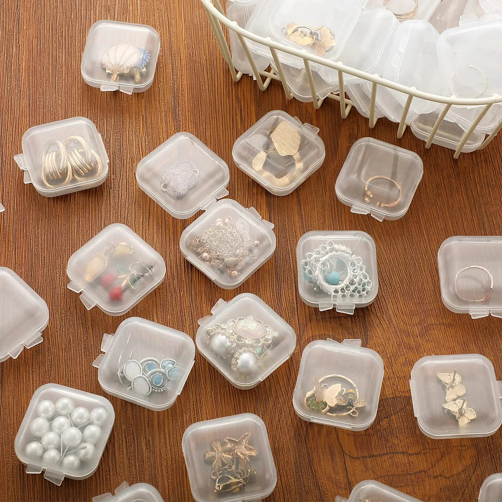10-100PCS Mini Storage Box Transparent Plastic Jewelry Boxes Portable Earring Ring