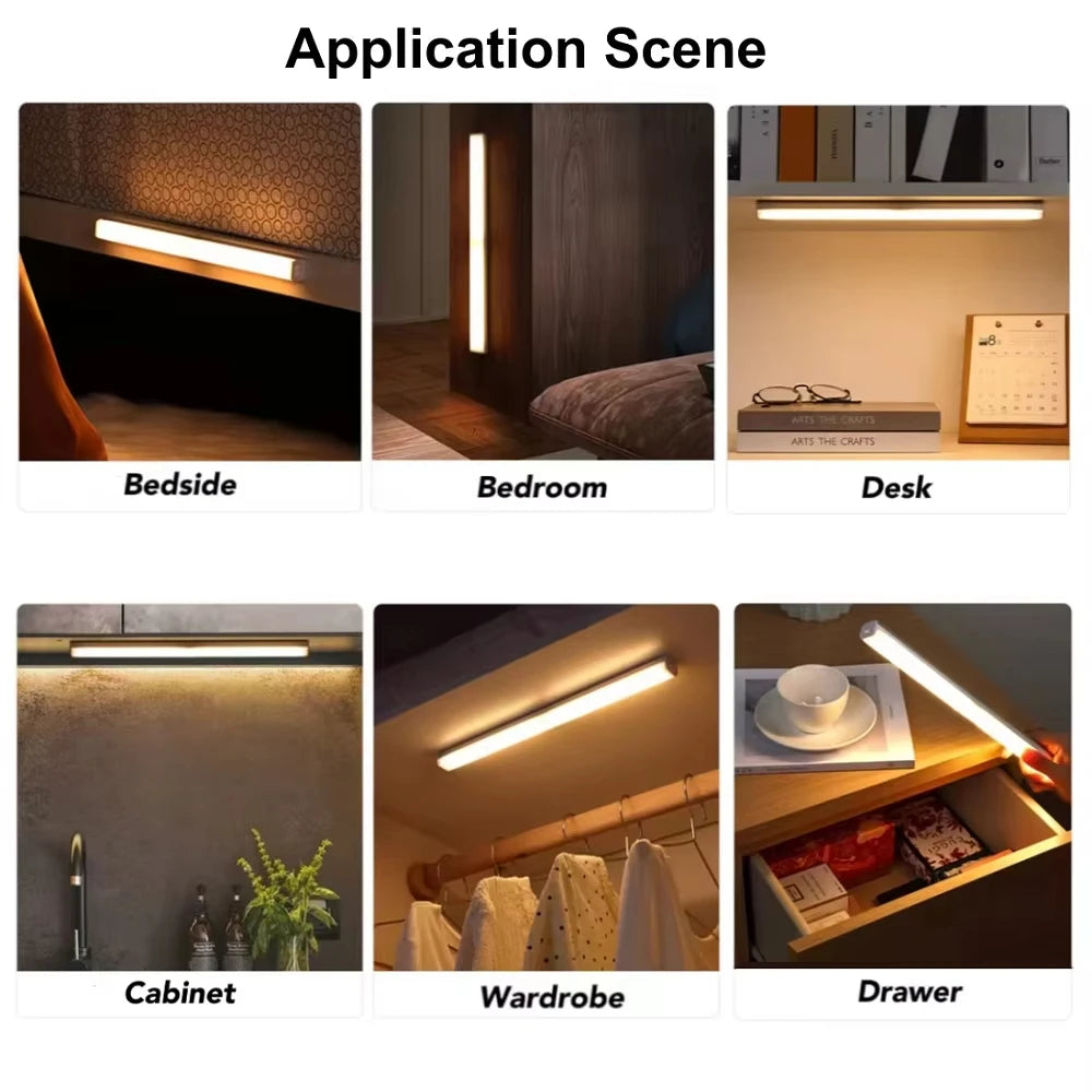 Wireless LED Motion Sensor Light LED Night Light Type C Rechargeable Light Cabinet Wardrobe Lamp Staircase