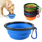 2026 Folding Portable Silicone Dog Feeder Bowl 2 In 1 Pet Dispenser Outdoor Travel Dog