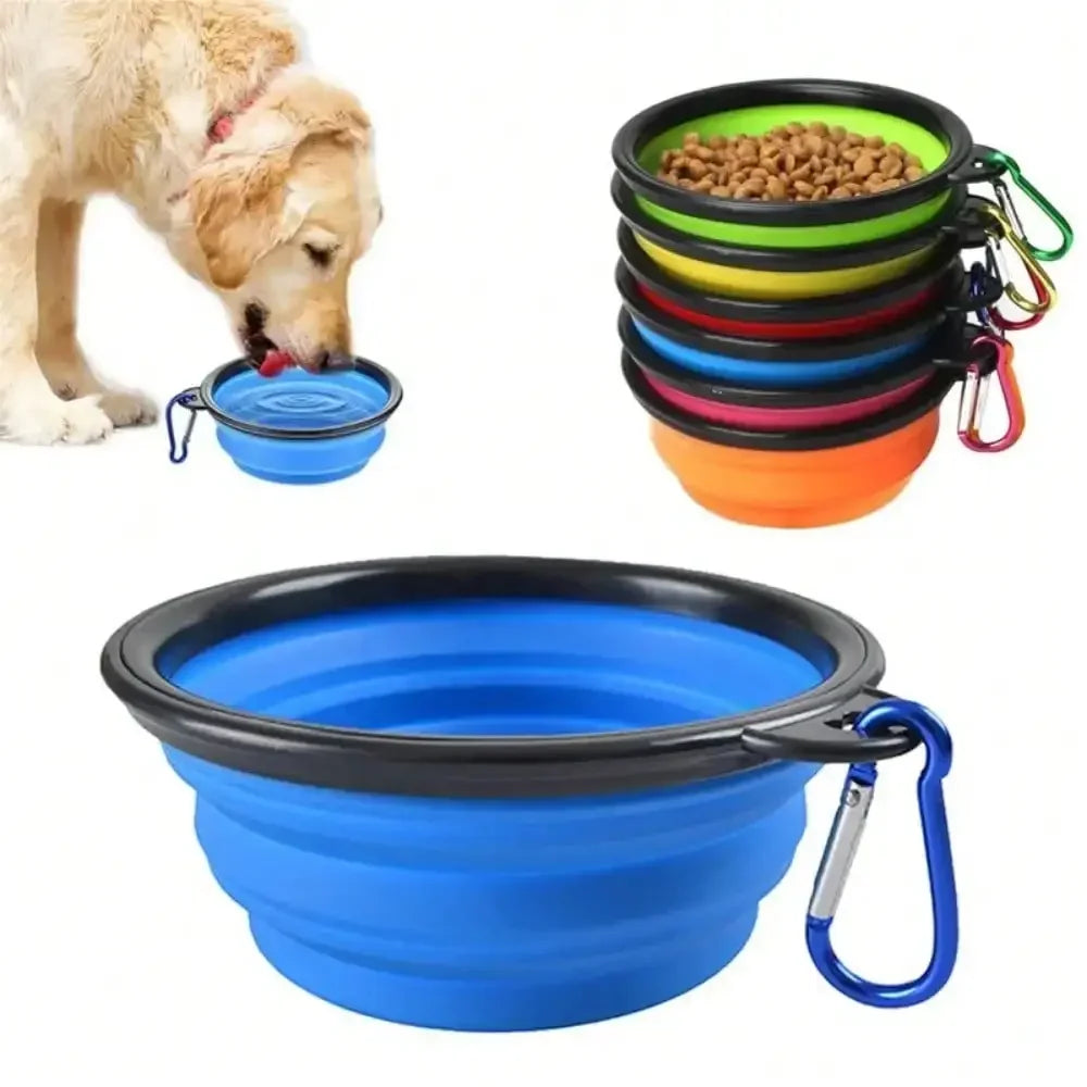 2026 Folding Portable Silicone Dog Feeder Bowl 2 In 1 Pet Dispenser Outdoor Travel Dog