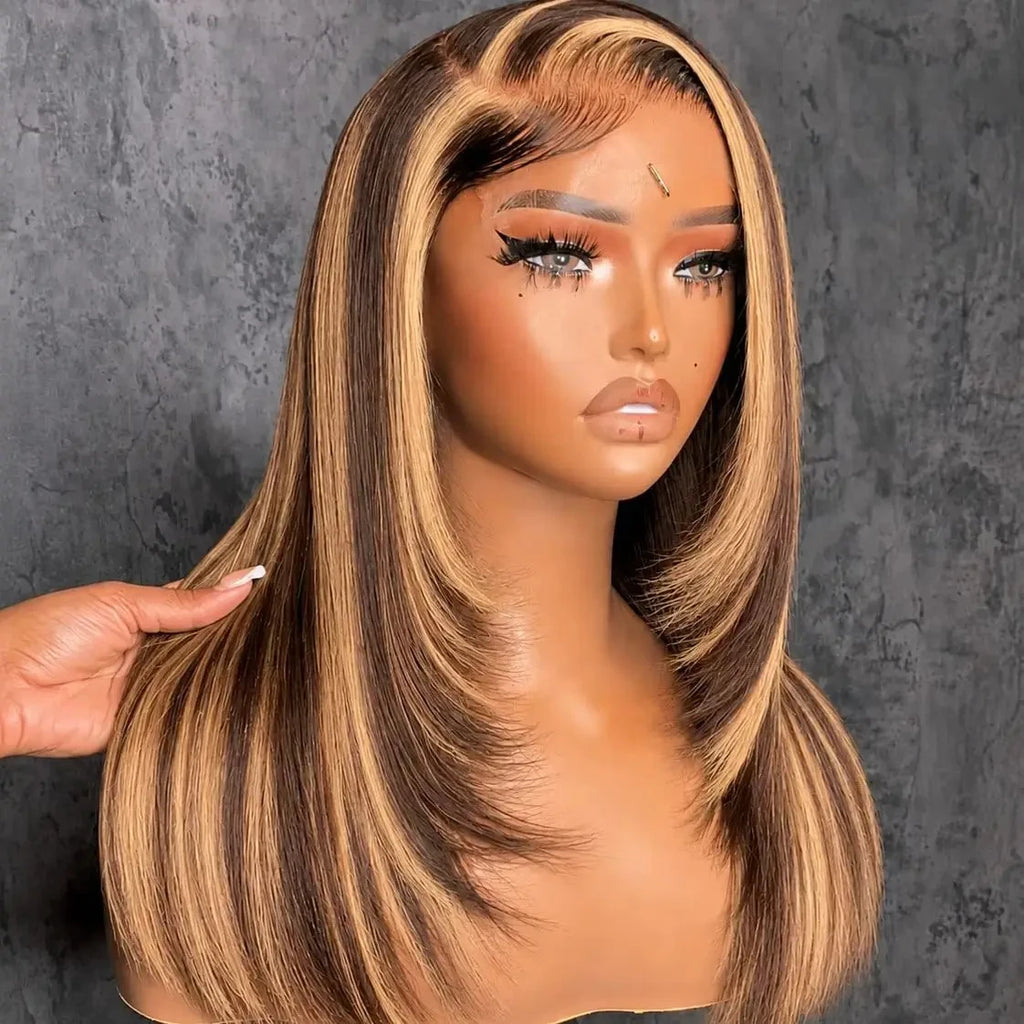 F4/27 Highlight Straight Lace Wig — 250% Density