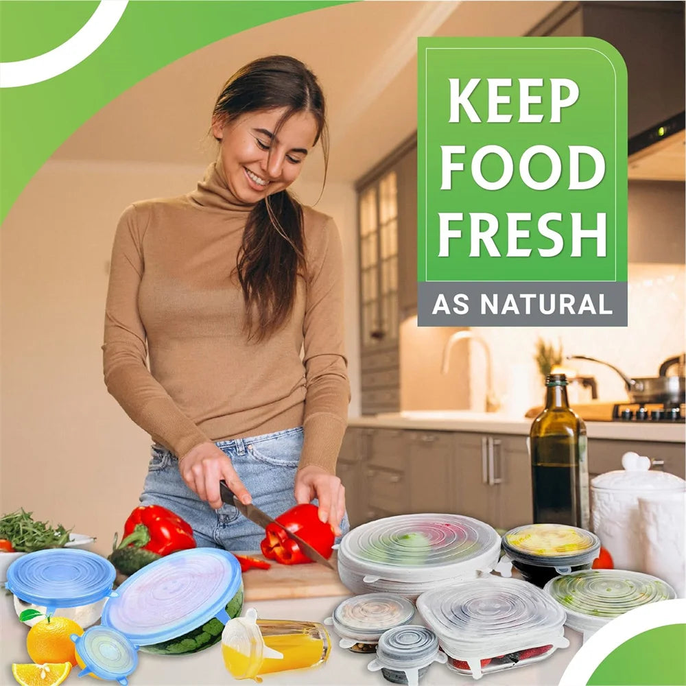 Food Grade Silicone Preservation Cover Reusable Airtight Universal Dish Stretch Round