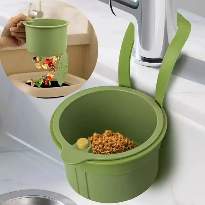 2 IN 1 Faucet Hanging Sink Drain Basket Detachable Bottom Cover Food Residue Filter