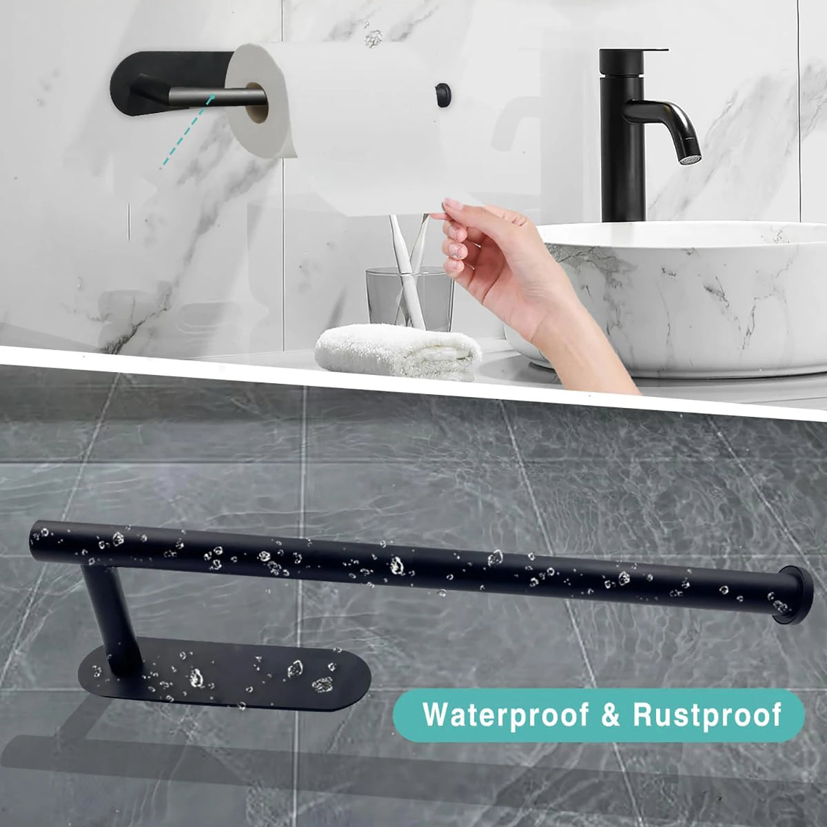 Kitchen Paper Towel Holder Adhesive Tissue Hanger Toilet Roll Dispenser Cabinet Storage