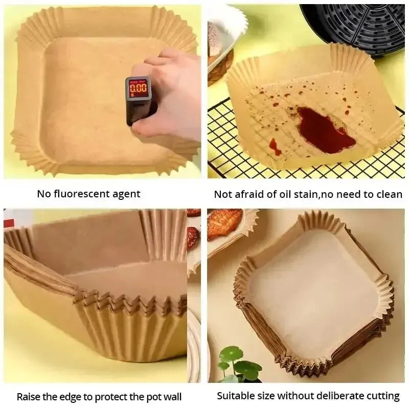 Air Fryer Disposable Paper Non-Stick Airfryer Baking Papers Round Liners Kitchen