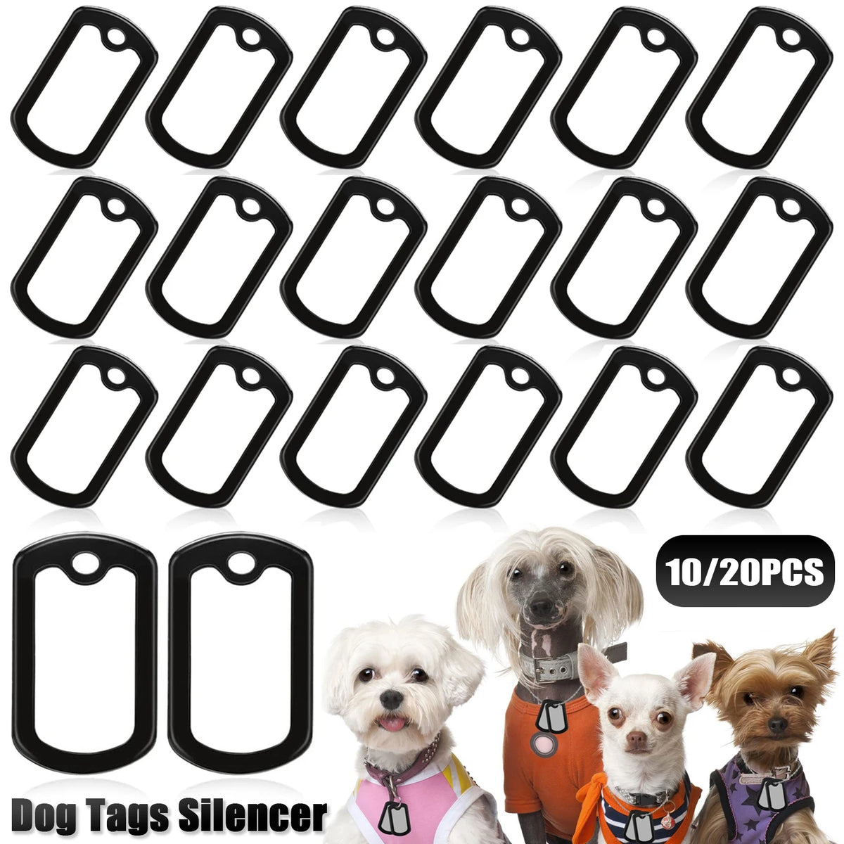 Silicone ID Tag Silencers — 10 or 20 Pieces