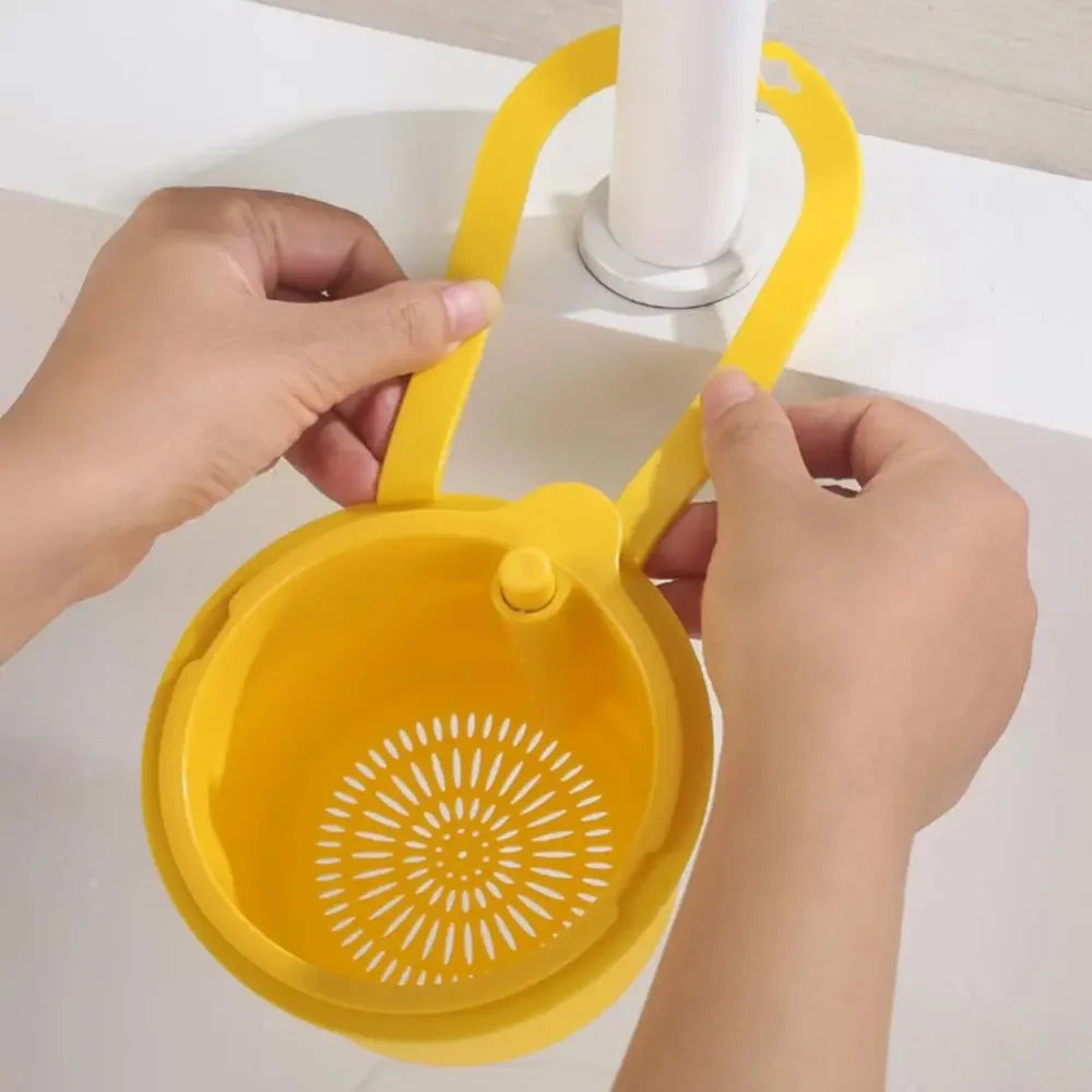 2 IN 1 Faucet Hanging Sink Drain Basket Detachable Bottom Cover Food Residue Filter