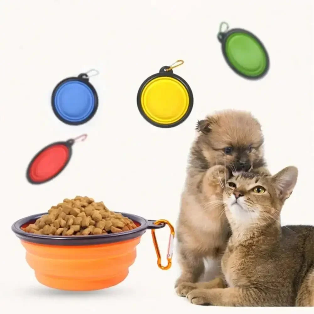 2026 Folding Portable Silicone Dog Feeder Bowl 2 In 1 Pet Dispenser Outdoor Travel Dog