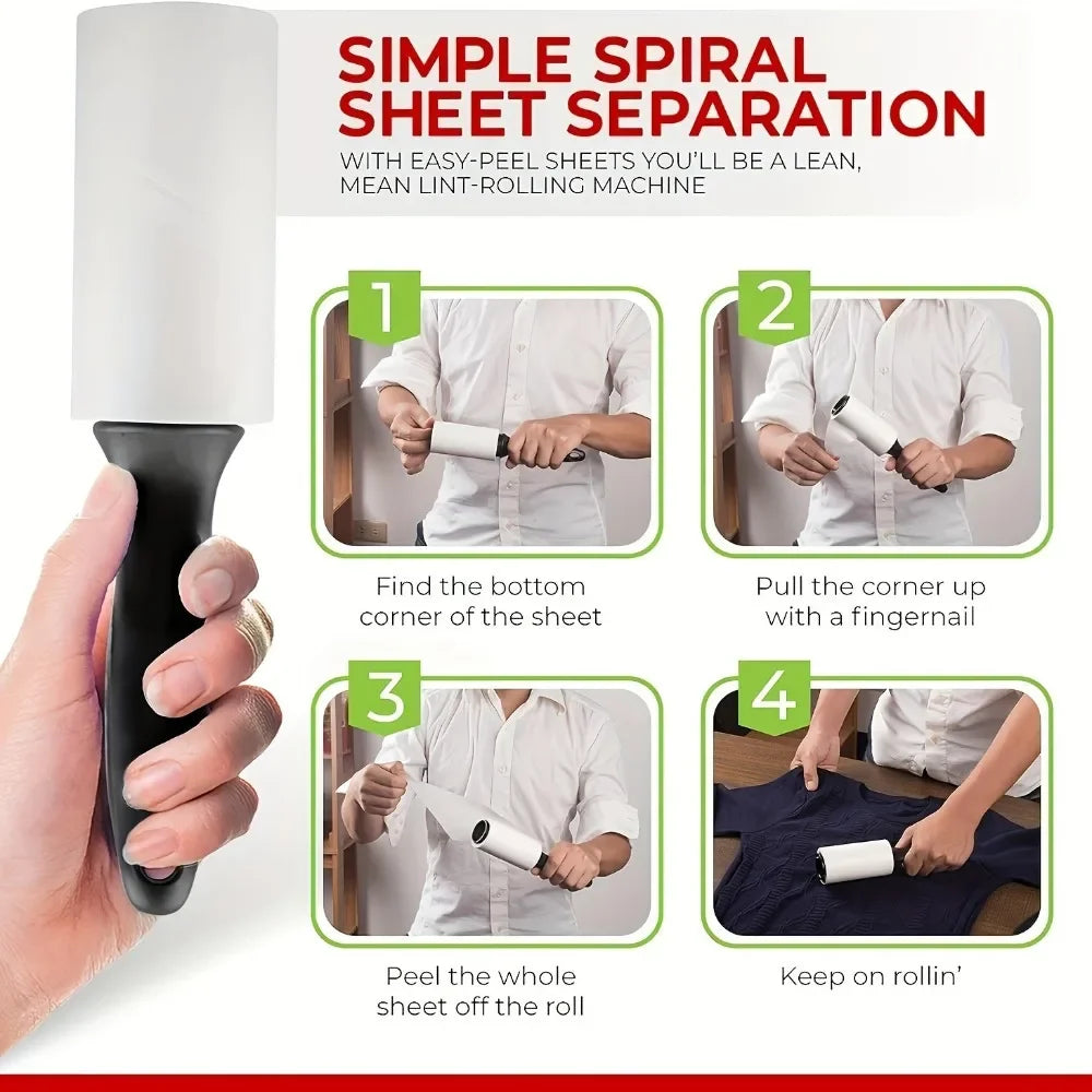Reusable Lint Roller for Pet Hair - Sticky Adhesive Dust Remover for Furniture Clothes