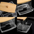 Cotton Swab Storage Box with Bamboo Lid