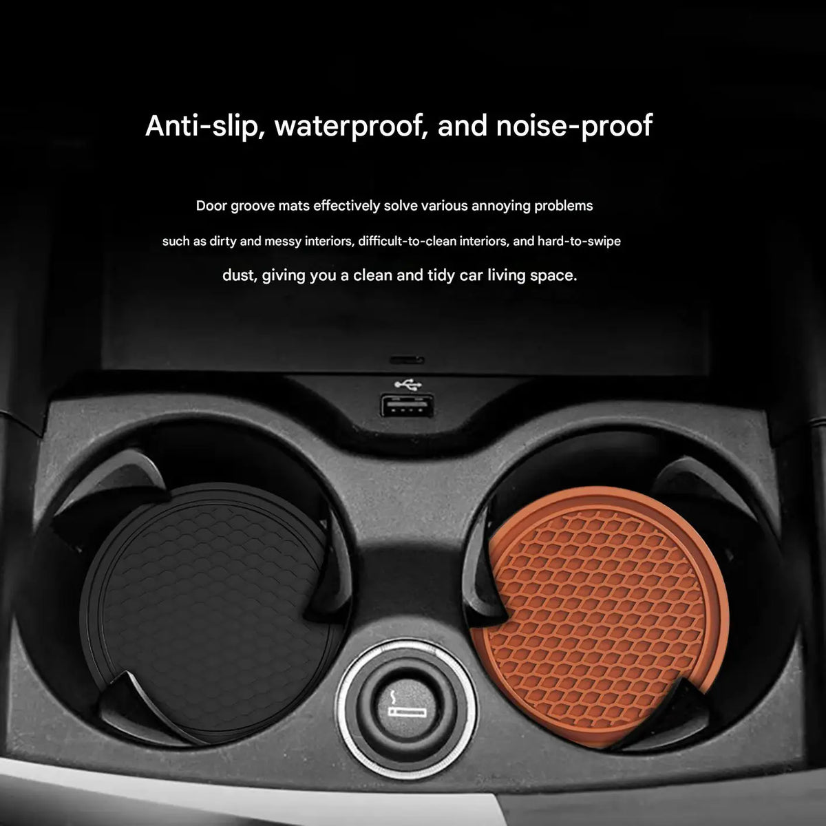 Car Cup Holder Anti-Slip Silicone Insert Coaster Mat Universal Car Accessories Black Fit