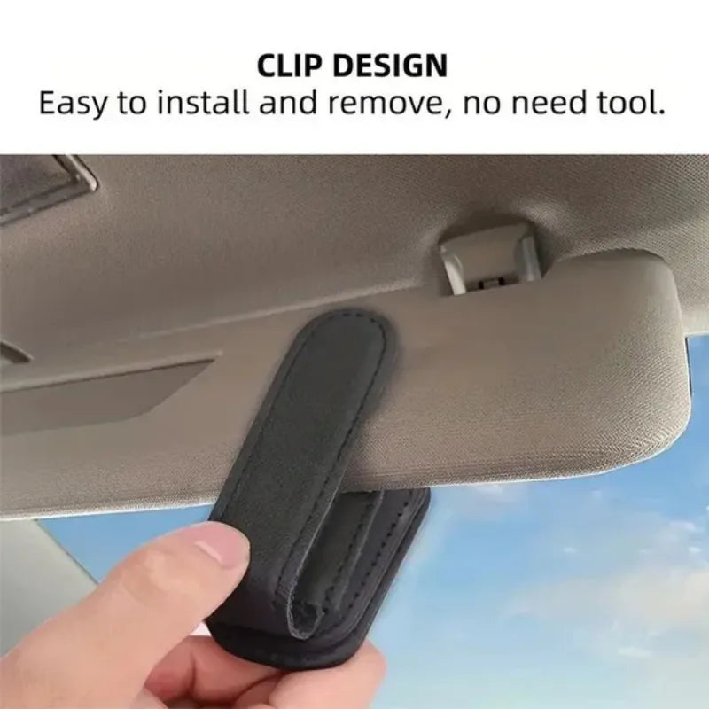 Car Sun Visor Glasses Case Holder Sunglasses Clip Ticket Card Multifunction Portable