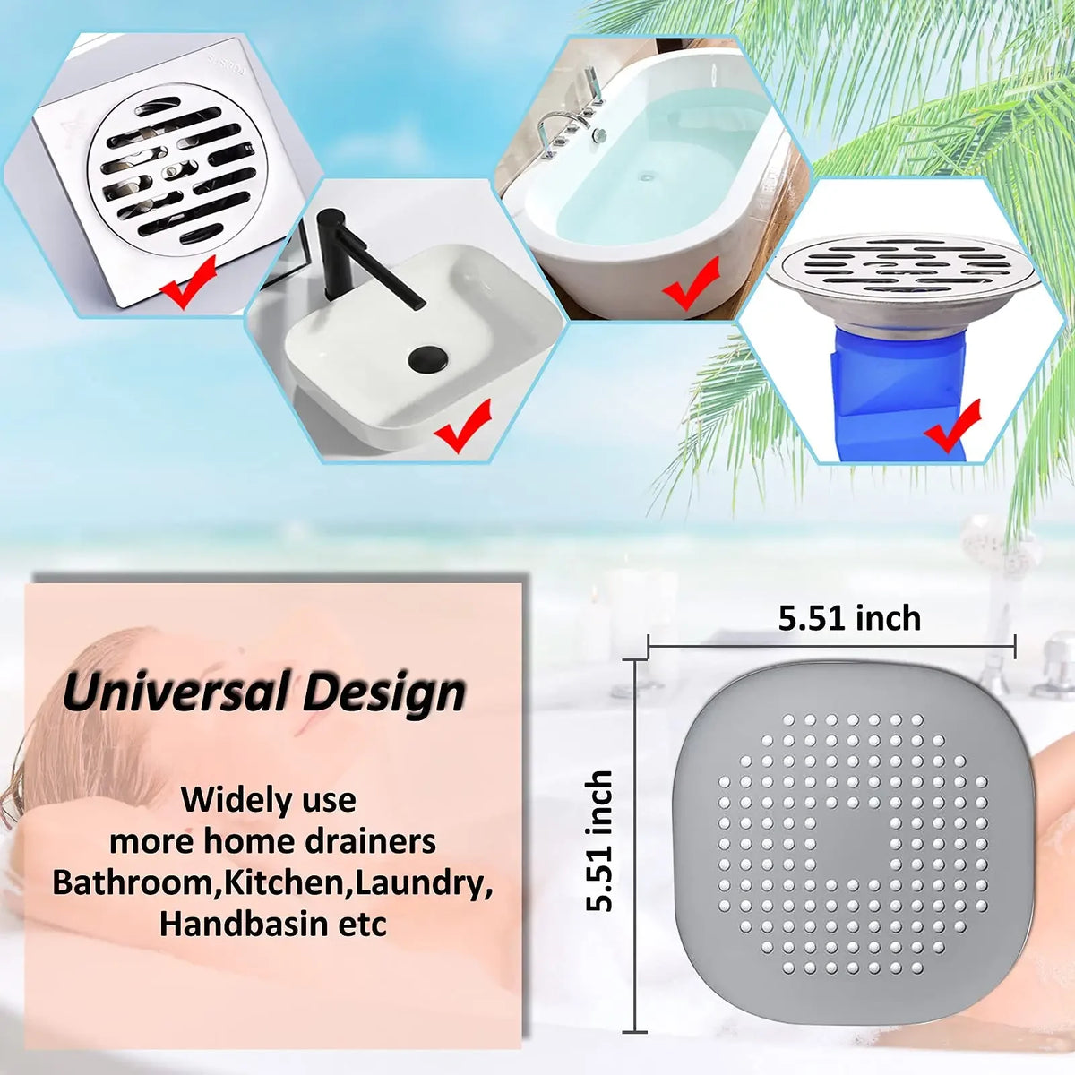 Plug Stopper Kitchen Sewer Silicone Bathroom Floor Bathtub WaterFilter shower drain
