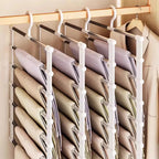 Multi-Layer Pants Hanger Space Saving Closet Organizer Foldable Trousers Clothes Rack