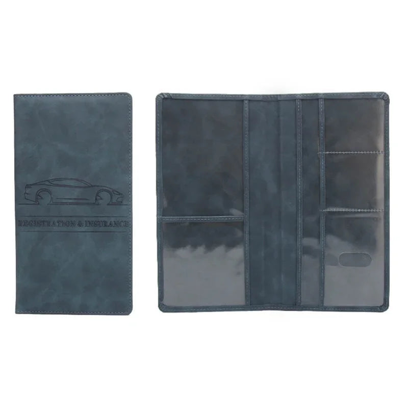 Car Registration Insurance Holder Leather Men Driving License Cover Auto Documents