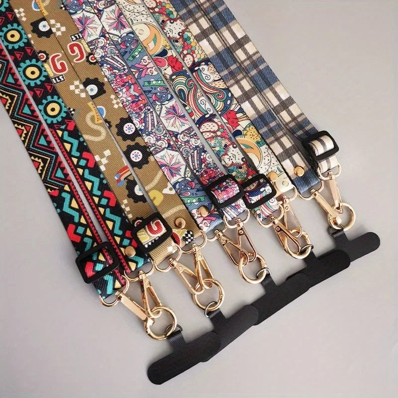 Mobile Phone Clip Antilost Retro Pattern Strap Crossbody Long Straps Adjustment Length Hanging Universal Neck