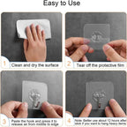 Self-adhesive Wall Hooks Waterproof Oilproof Sticky Punch Free Heavy Duty Hanging
