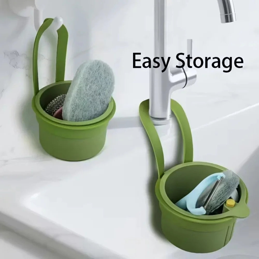 2 IN 1 Faucet Hanging Sink Drain Basket Detachable Bottom Cover Food Residue Filter