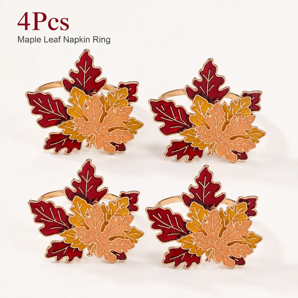 Maple Leaf Metal Napkin Rings — 2, 4 or 6 Pieces