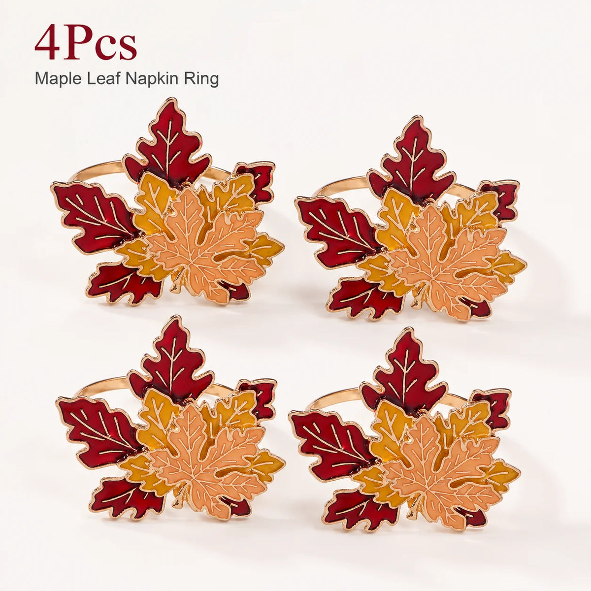 Maple Leaf Metal Napkin Rings — 2, 4 or 6 Pieces