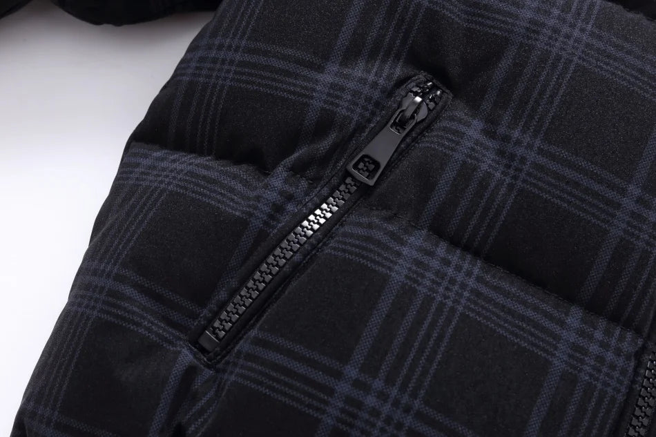 Children's Black Plaid Down Coat
