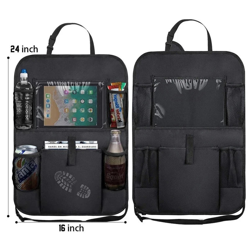 Car Backseat Organizer with Touch Screen Tablet Holder Auto Storage Pockets Cover Car