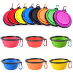 2026 Folding Portable Silicone Dog Feeder Bowl 2 In 1 Pet Dispenser Outdoor Travel Dog