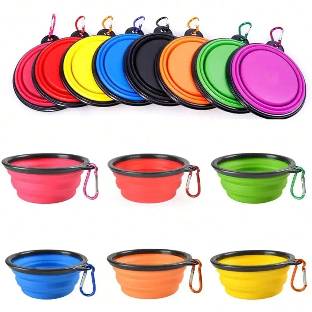 2026 Folding Portable Silicone Dog Feeder Bowl 2 In 1 Pet Dispenser Outdoor Travel Dog