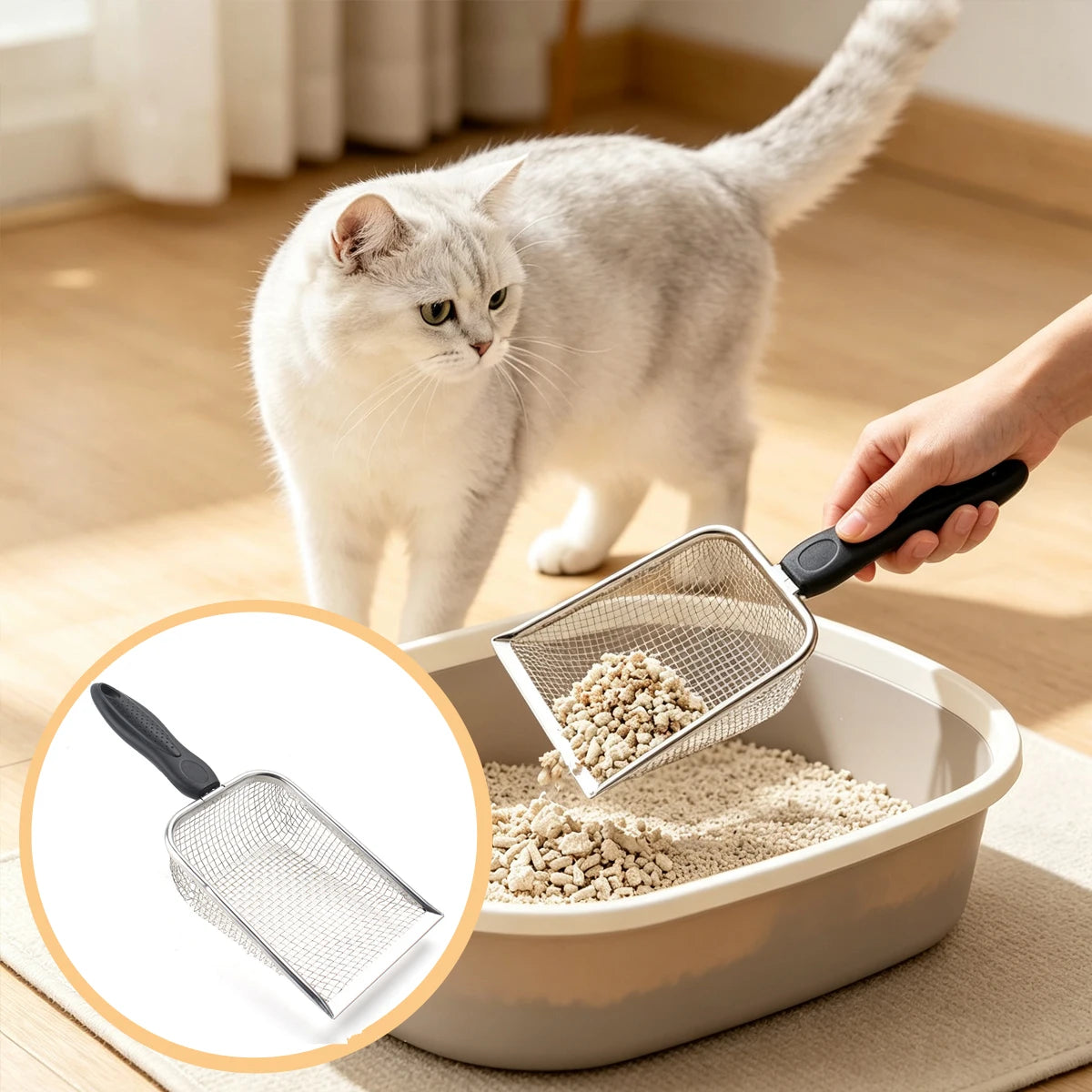Stainless Steel Cat Litter Scoop Feces Fine Box Accessories