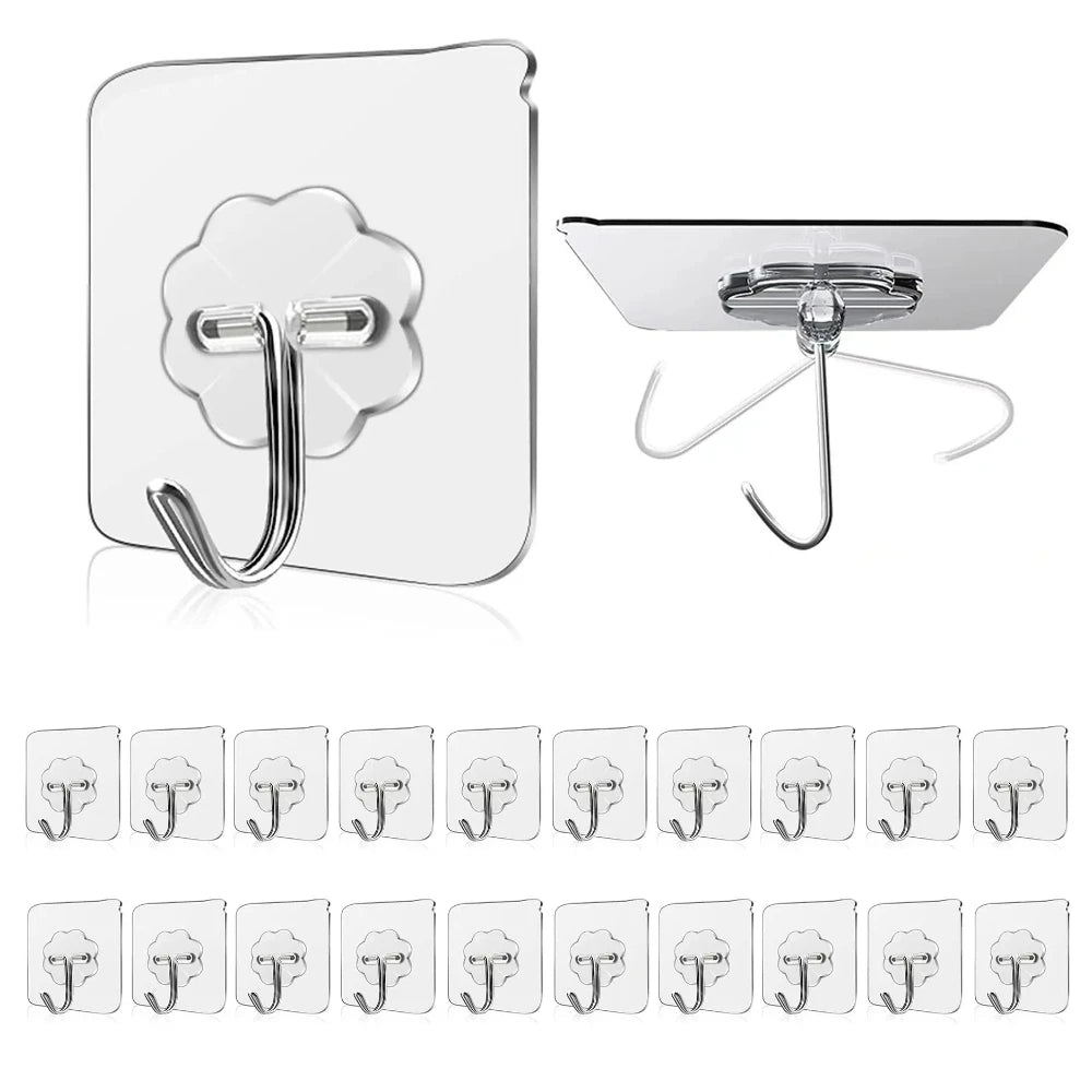 Self-adhesive Wall Hooks Waterproof Oilproof Sticky Punch Free Heavy Duty Hanging