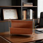 Home Office Desktop Storage Holder Organizer Modern Gold Metal Frame
