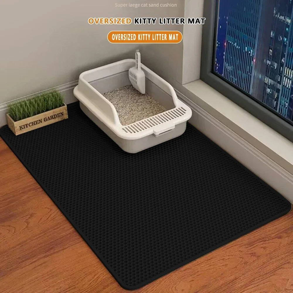 Cat Litter Mat 2-Layer Design Premium Sand Trapping Technology Waterproof Base Non-Slip